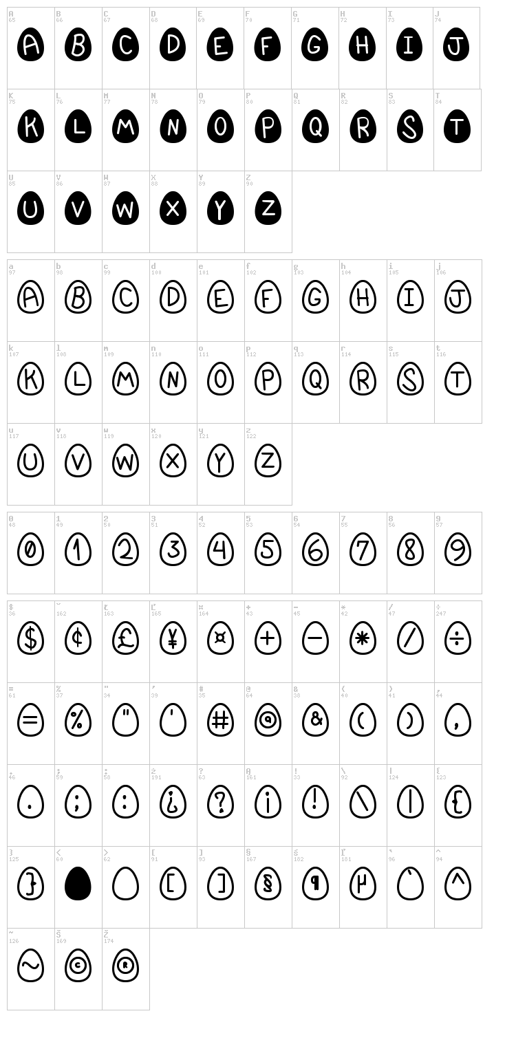 EasterFont St font map